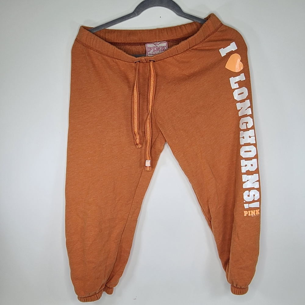 Victoria Secret PINK Texas Longhorn joggers orange XS